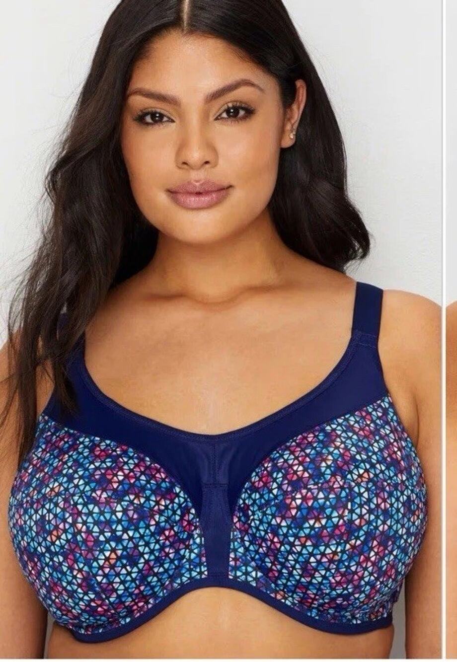 Elomi Energise Sports Bra Navy Geo High Impact Underwire 8042 Women's 40DD